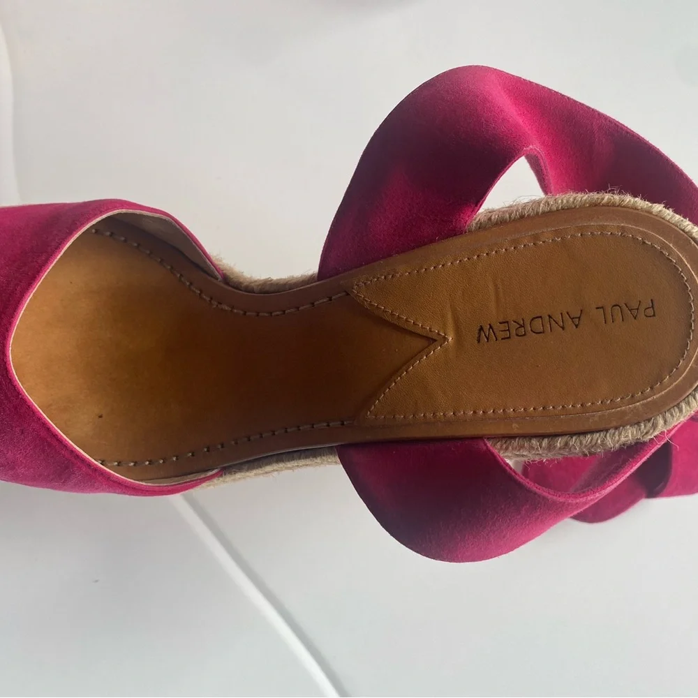 Paul Andrew Hot Pink Espadrille Wedge Sandals